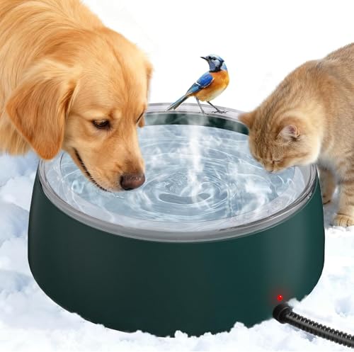 Newget 3L Heated Water Bowl, Outdoor Large Heated Dog Bowls, Outside Waterproof Heated Pet Bowl with Chew Resistant Cord, Smart Thermal Dish Provides Drinkable Water in Winter for Cat, Rabbit, Chicken - color: Green
