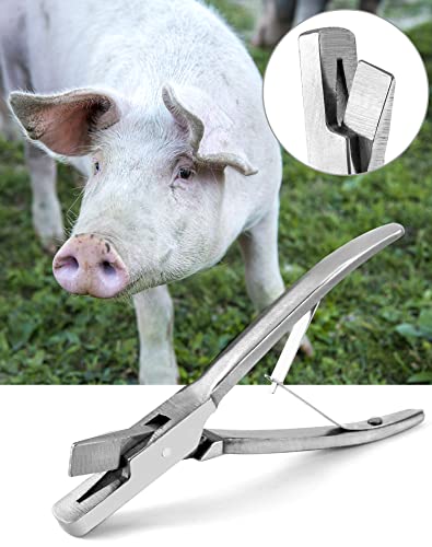 QWORK Pig Ear Tag Pliers, 1 Pack Stainless Steel Animal Identify Tool for Pig Equipment Farm Animals