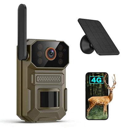 ClipBlur 4G LTE Cellular Trail Camera, Hunting Game Camera Wireless Outdoor | Solar-Powered, IR Night Vision, Motion Detection, IP66 Waterproof, SIM Card Included, 1080P, for Farms, Wildlife Monitoring