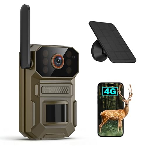 ClipBlur 4G LTE Cellular Trail Camera, Hunting Game Camera Wireless Outdoor | Solar-Powered, IR Night Vision, Motion Detection, IP66 Waterproof, SIM Card Included, 1080P, for Farms, Wildlife Monitoring