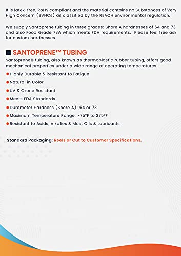 3/16" ID x 7/16" OD - 100 ft roll - Santoprene Tubing, SantopSeal Thermoplastic Rubber Black Chemical Resistant flexible hose 64A, Low pressure rubber tubing - size: 3/16" ID x 7/16" OD