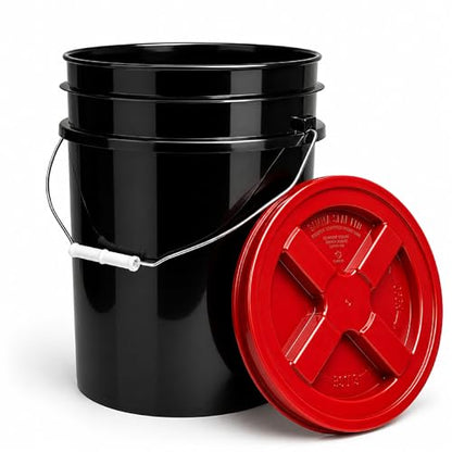 ePackageSupply 5 Gallon Bucket - Food Grade Bucket with Airtight Gamma Seal Screw-On Lid, BPA-Free, Heavy-Duty 90 Mil HDPE Plastic, Bulk Storage, Durable Container, Made in USA, Black/Red, 3 Packs - color: Black/Red, size: 3 Packs