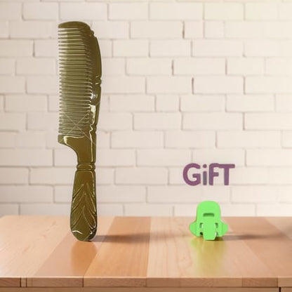 Natural Buffalo Horn Comb, Anti-Static Scalp Massaging Comb for Women & Men, Handmade Hair Breakage Reducer
