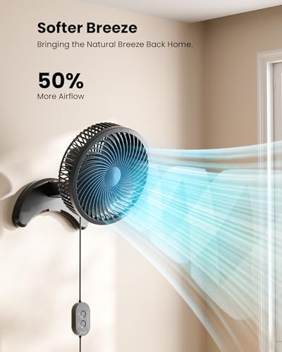 Koonie 8'' Wall Mount Fan, Quiet Small Wall Fan with Timer, 8.2ft Wired Remote, 80° Oscillation, 100° Adjustable, 3 Speeds High Velocity for RV Bedroom Kitchen Office Garage(Adapter Included) - color: Black Fan, size: 8in