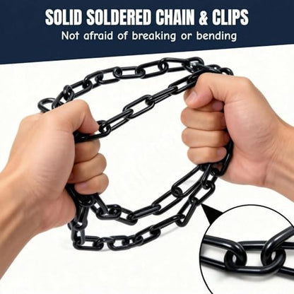2pcs Metal Chains, Gate Lock for Outdoor Wooden Fence, Yard, and Barn with 4pcs Carabiners, 20 Inch Stainless Steel Chain Link for Horse, Goat, Cow, Dog, and Other Pet Cages Livestock Gates, Black - size: 2-Pack