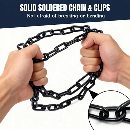 Black Gate Chain 20 Inch 3mm Metal Security Chain Lock with Metal Hooks for Outdoor Fence, Farm, Barn and Livestock (1-Pack) - size: 1-Pack