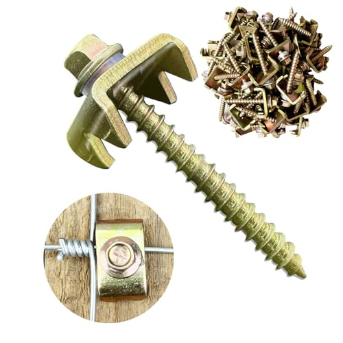 100Pcs Fence Staples, Reusable Wire Fence Staples Fasteners for Mesh and Woven Fencing, Reuse Fence Nails Screws for Chicken Wire Fencing, Faster and Easier for Repairing Wire Fence - size: 2in-100pcs