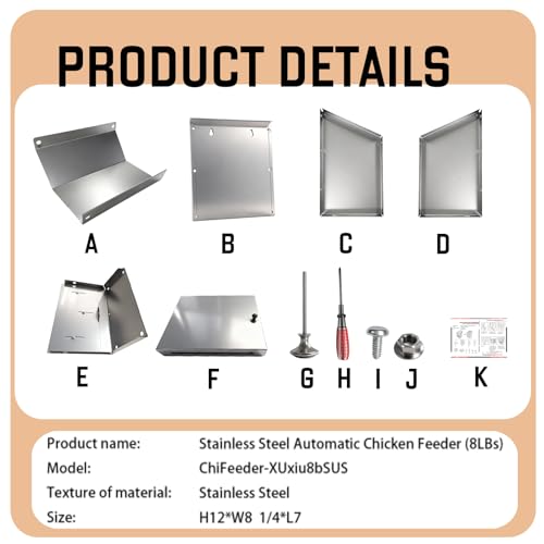 Stainless Steel Gravity Feeder for Squirrel, No Waste Hanging Chicken Feeder with Lid, Wall Mount Food Box for Duck Goose Stray Cat Small Pets Indoor Outdoor (10 lbs)