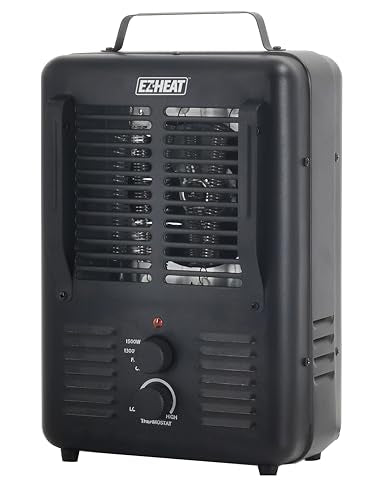 EZ-HEAT 1,500-Watt Portable Milkhouse Style Utility Space Heater with Adjustable Thermostat, Overheat Protection, and Safety Tip-Over Switch, Matte Black, MTFH-01C-MB - color: Matte Black