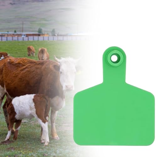 Blank Cattle Ear Tags for Farms/Pastures, Waterproof Livestock Plastic Cattle Identification Ring, Sheep Ear Tag Kit 1-100 Number Plastic Livestock Lug Tag(Green,Cow) - color: Green, size: Cow