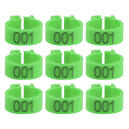 100PCS 8MM 001-100 Numbered Plastic Letter Pigeon Bird Leg Bands Rings, Bird Chicks Parrot Clip Rings Band (Green) - color: Green