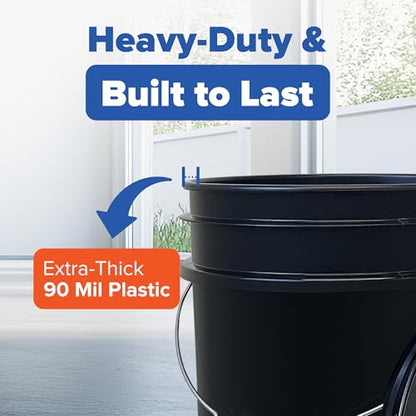 ePackageSupply 5 Gallon Bucket - Food Grade Bucket with Airtight Gamma Seal Screw-On Lid, BPA-Free, Heavy-Duty 90 Mil HDPE Plastic, Bulk Storage, Durable Container, Made in USA, Black/Yellow, 6 Packs - color: Black/Yellow, size: 6 Packs