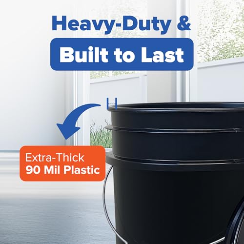 ePackageSupply 5 Gallon Bucket - Food Grade Bucket with Airtight Gamma Seal Screw-On Lid, BPA-Free, Heavy-Duty 90 Mil HDPE Plastic, Bulk Storage, Durable Container, Made in USA, Black/Green, 6 Packs - color: Black/Green, size: 6 Packs