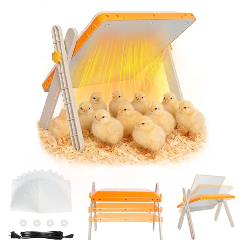 Chick Brooder Heating Plate - Briidea 80W Chicken Heater with Adjustable Temperature, 10 PET Cleaning Film, Adjustable Height & Angle, Warmth Like Mother Hen for 15 Small Poultry 10" x 10" - color: Adjustable Temperature 80–160°F
