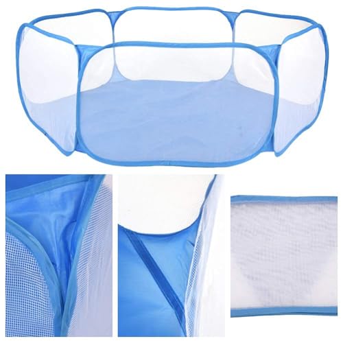 Hamster Foldable Exercise Playpen, Breathable and Transparent Pet Playpen, Indoor/Outdoor Cage Small Animal Fence for Syrian Hamster Rats Chinchillas Rabbit Guinea Pigs Gerbils Hedgehogs Reptiles - color: Skyblue