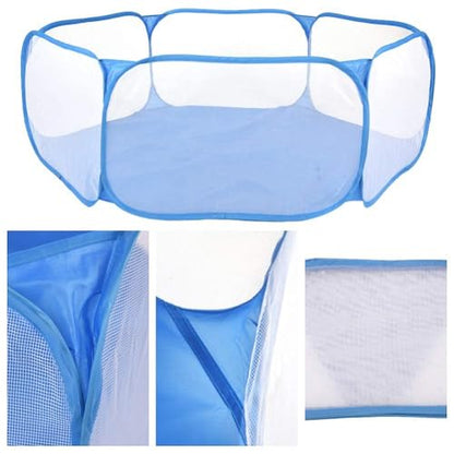 Hamster Foldable Exercise Playpen, Breathable and Transparent Pet Playpen, Indoor/Outdoor Cage Small Animal Fence for Syrian Hamster Rats Chinchillas Rabbit Guinea Pigs Gerbils Hedgehogs Reptiles - color: Skyblue