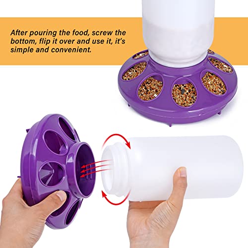 Chick Feeder and Waterer Set no Waste Chicken Water Dispenser 1L Chicken Water Feeder Poultry Waterer Baby Chick Duckling Supplies Starter Kit (Purple) - color: Purple
