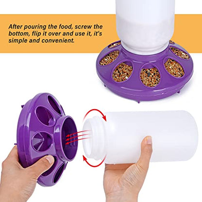 Chick Feeder and Waterer Set no Waste Chicken Water Dispenser 1L Chicken Water Feeder Poultry Waterer Baby Chick Duckling Supplies Starter Kit (Purple) - color: Purple