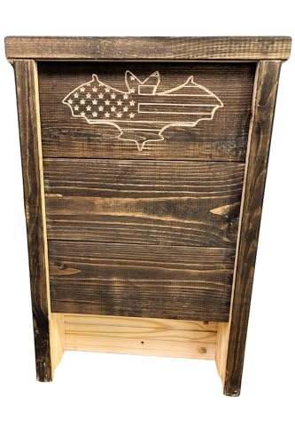 Made in USA- Brown Stained Pine Bat House, Single-Chamber Bat Box, Easy-to-Install Wooden Bat House Kit, Bat Houses for Outdoors, with Weather-Resistant Finish & Mounting Screws - Applewood Outdoor - style: Single Chamber Brown