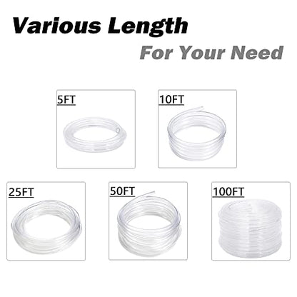 DAVCO 1/2" ID - 100 ft Clear Vinyl Tubing with 2 Stainless Clamps, Low Pressure Flexible PVC Tube, Heavy Duty UV Chemical Resistant Lightweight Plastic Vinyl Hose, BPA Free and Non Toxic - size: 1/2"ID, style: 100 Feet