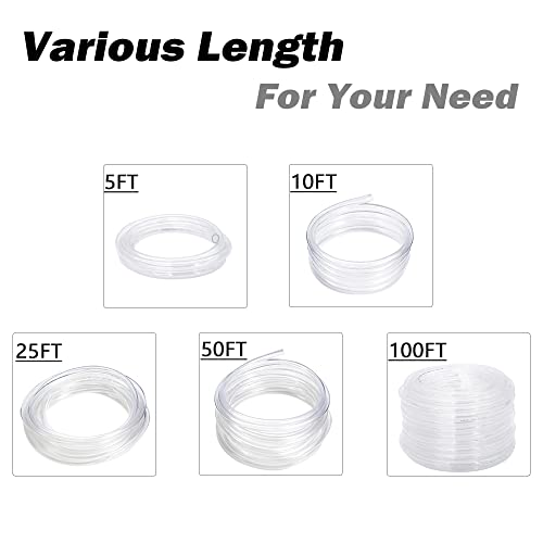 DAVCO 3/4" ID - 50 ft Clear Vinyl Tubing, Low Pressure Flexible PVC Tube, Heavy Duty UV Chemical Resistant Lightweight Plastic Vinyl Hose, BPA Free and Non Toxic, with 2 Stainless Clamps - size: 3/4"ID, style: 50 Feet