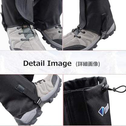 Azarxis Hiking Gaiters for Outdoor Hunting Walking Backpacking Women Men Ankle Leg Guard Boot Legging Cover Snow Waterproof - color: #01 Black