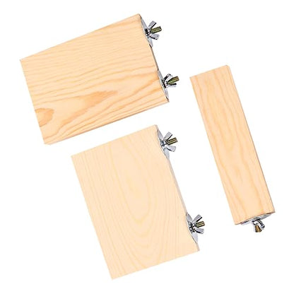 POPETPOP 3pcs Parrot Wood Platform Perches for Bird Cage Branch Stand for Animals Encourages Exercise and Coordination for Hamsters Mice and Parrots