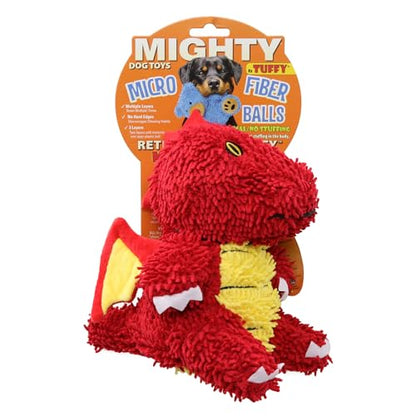 MIGHTY® 2 Pack Microfiber Medium Dragon Dog Toys | Ultra Durable Plush Toy with Multiple Layers & Reinforced Seams , Washable and Floats , Mighty® Construction - color: 2PK Red Dragon