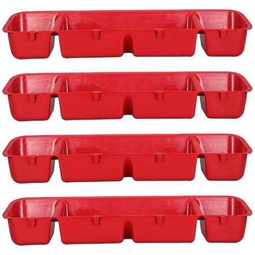 KICHOUSE 4PCS Livestock Feeder Trough: Chickens Ducks Feeding Rack - Wall Mounted Hay Rack for Barn Pasture - Multi-Compartment Trough Feeder for Grain Pellets