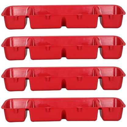 4PCS Livestock Feeder Trough - Wall Mounted Livestock Hay Rack - Divided Chicken Feed and Water Box - Farm Animal Feeding Tray for Goats Sheep Rabbit