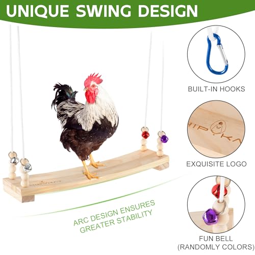 Chicken Swing Toy for Coop Accessories, 16inch Wood Chicken Swing Gifts for Hens, Rooster, Poultry, Parrots