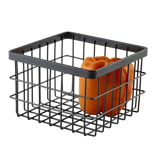 G.E.T. WB-664-MG Square Metal Storage Wire Basket for Pantry, Produce and More, 6" x 6" x 2" - size: 6" x 6", style: 4" Deep