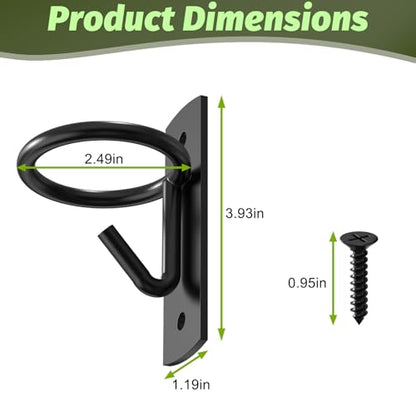 6 Pack Black Metal Bucket Hooks for Horse Stalls, Wall Mount Equestrian Water Feed Bucket Holder Hangers with Installation Screws, Farm Barn Supplies