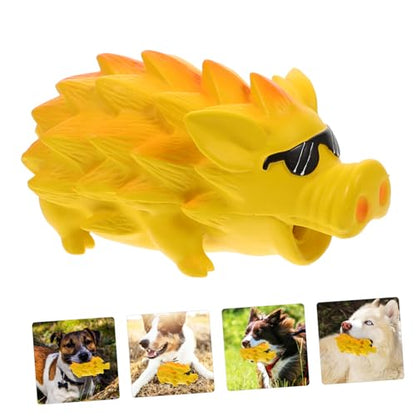 Latex Squeaky Dog Chew for Teeth Grinding Interactive Pet for Large Dogs Puppies Safe Wear Resistant Material for Healthy Chewing and Habit Correction Yellow Pig Shape