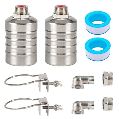 2 Pack Water Float Valve 1/2"-3/4" - Automatic Water Level Control for Tanks, Pools & Livestock Troughs, 304 Stainless Steel Float Valve for Distillers & Water Systems - size: 2 Pack