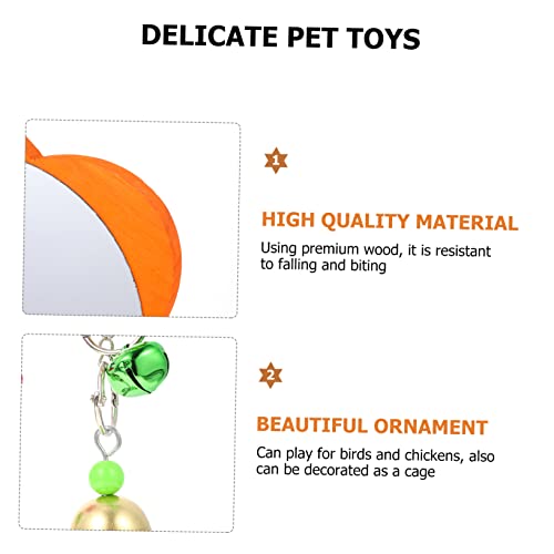 Toddmomy 1pc Chicken Mirror Toy Bells Rooster Hanging Mirror for Parrots and Birds Engaging Pet Supplies for Chewing and Playtime Activities