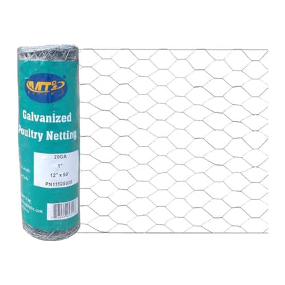 MTB Supply 20GA Galvanized Hexagonal Poultry Netting Chicken Wire 12 inches x 50 feet x 1 inch Mesh - size: 12"x50'