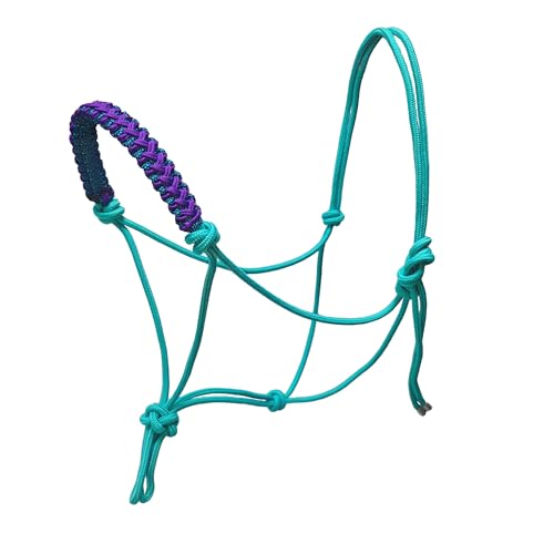 Rope Halters for Horses,Durable Design, Multiple, Beautiful Hand Braided,Horsehead Rope Halter - color: blue, size: Small