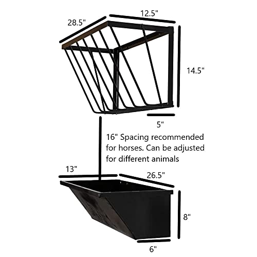 Amish Made in Lancaster PA, Feed Trough and Hay Rack | Wall Mount Feeder for Horses, Goats and Sheep