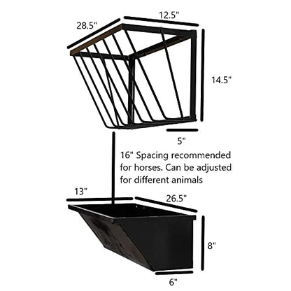 Amish Made in Lancaster PA, Feed Trough and Hay Rack | Wall Mount Feeder for Horses, Goats and Sheep