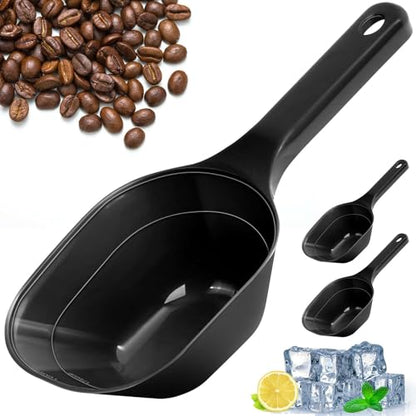 2PACK Dog-Cat Food-Scoop Measuring-Cup,1 Cup Capacity Versatile Plastic Pet Food Scoop with Measuring Lines 1 Cup and 1/2 Cup for Precise Portion Control (2 Black) - color: Black