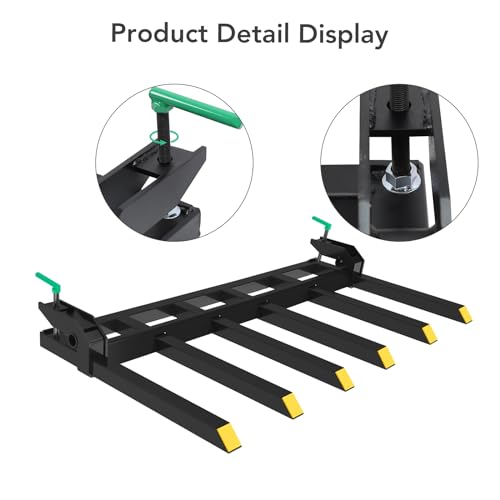 Clamp On Debris Forks 60" Bucket, 4000 lbs Capacity Heavy Duty Clamp On Pallet Forks Bucket Attachments, Fit for Loader Bucket Skidsteer Tractor - size: 60 inch Debris Forks2