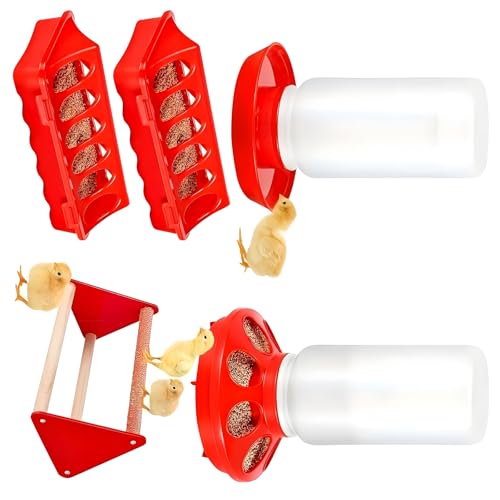 Easy to Chicken Feeder Waterer Set with Individual Feeding Holes Great for Farm or Home Use Chick Starter Set - color: B