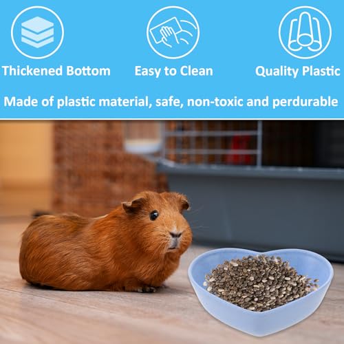 3 Pack Hamster Food Bowl Rabbit Guinea Pig Food Dish Cute Heart Shape Water Dish for Hamster Hedgehog Gerbil Small Animals Rat Rodent (Green, Blue and Pink)