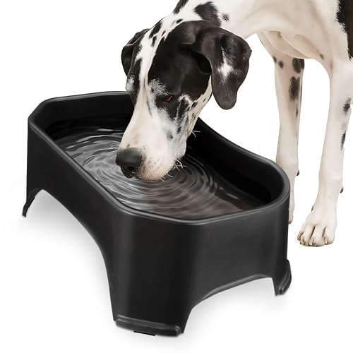 Neater Pet Brands Extra Large Water Bowl for Dogs, Outdoor Dog Water Bowl (2.25 Gallon XL Capacity), Big Trough Style Food Dish for Indoors or Outside, No Spill Large Dog Bowls, Midnight Black - color: Midnight Black, size: 2.25 Gallons