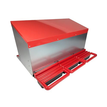 Hen's Choice™ - Reverse Roll Out Chicken Nest Box | Reversible Roll Away Nest Box | 3 Hole (Red)