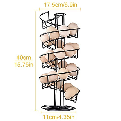 Toplife Spiral Design Metal Egg Skelter Dispenser Rack, Storage Display Rack, Black - color: Black