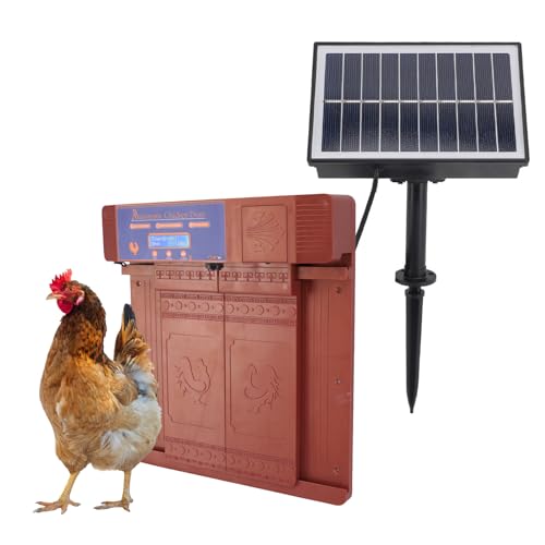 Automatic Chicken Coop Door Opener Anti Pinch IP45 Solar Powered Poultry Coop Door with Timer (Antique Brass) - color: Antique Brass