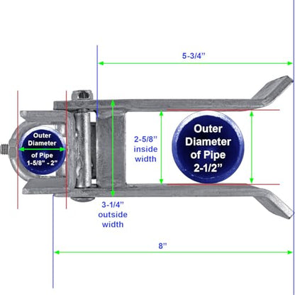 Commercial Single GATE Strong Arm Latch for 2-1/2" Fence Post - and 1-5/8" Thru 2" Chain Link or Round Pipe Gate Frames (Each) - size: 2-1/2" Single Gate
