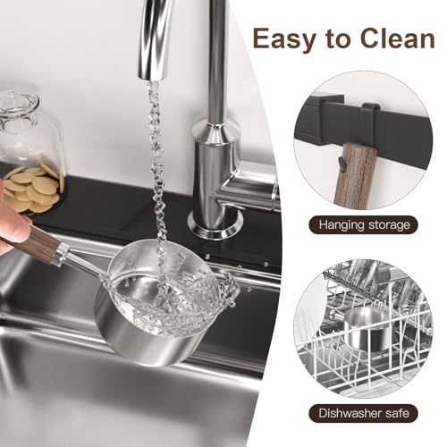 Dog-Cat Food Scoop Measuring-Cup - 1/2 Cup (4 Oz),304 stainless steels,Black walnut long handle… - size: 1/2 CUP